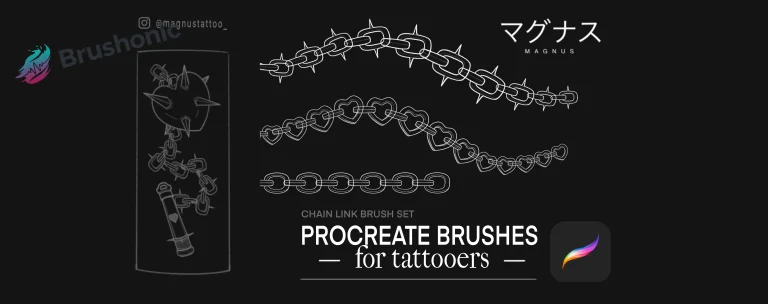 Free Linked Chain Brush Pack for Procreate – Spiked, Heart & Classic Chains