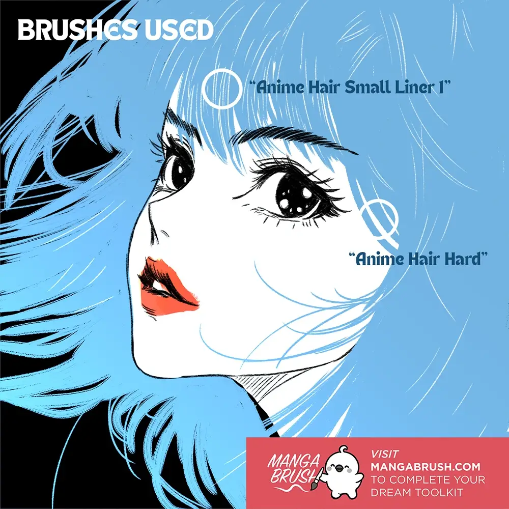 Expressive Anime Hair Procreate Brushes (Free) 2 Expressive Anime Hair Procreate Brushes (Free) - Image 2