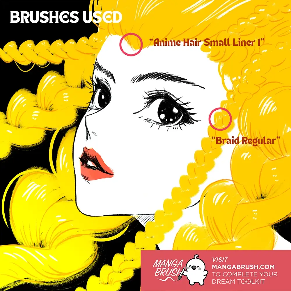 Expressive Anime Hair Procreate Brushes (Free) 3 Expressive Anime Hair Procreate Brushes (Free) - Image 3