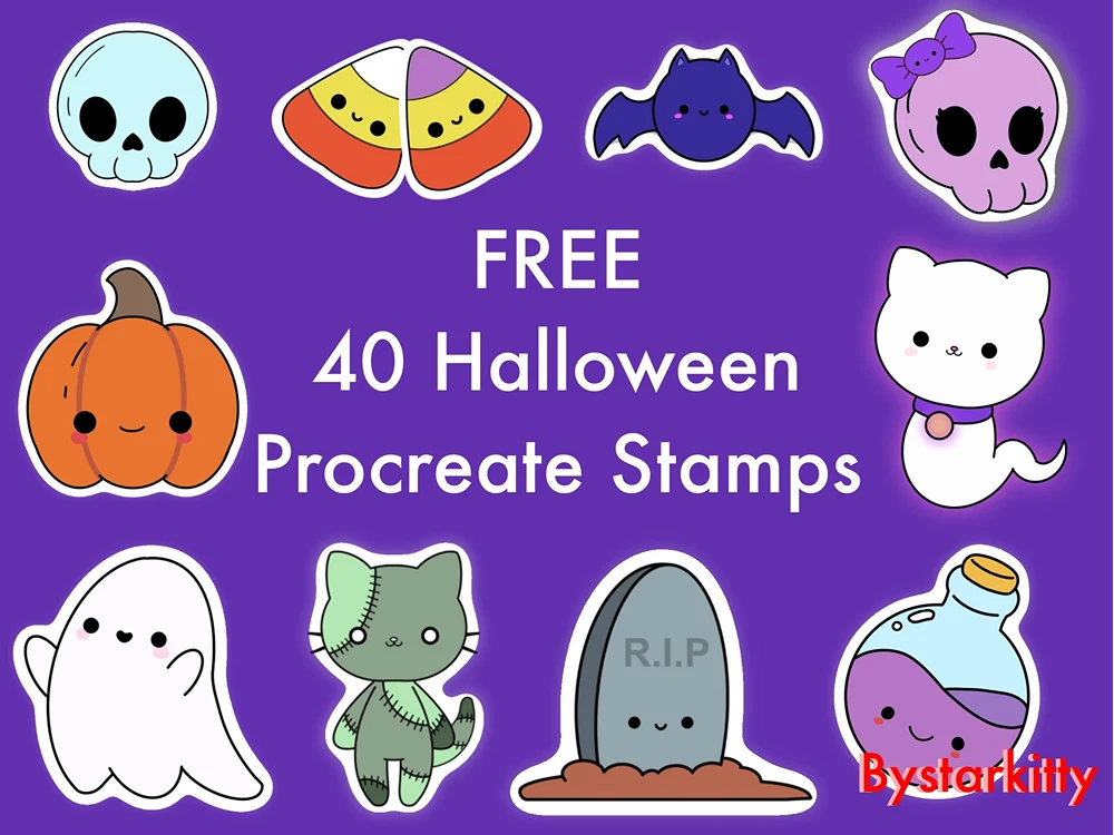 Playful Halloween Stamps Procreate Brushes (Free) 1 Playful Halloween Stamps Procreate Brushes (Free)