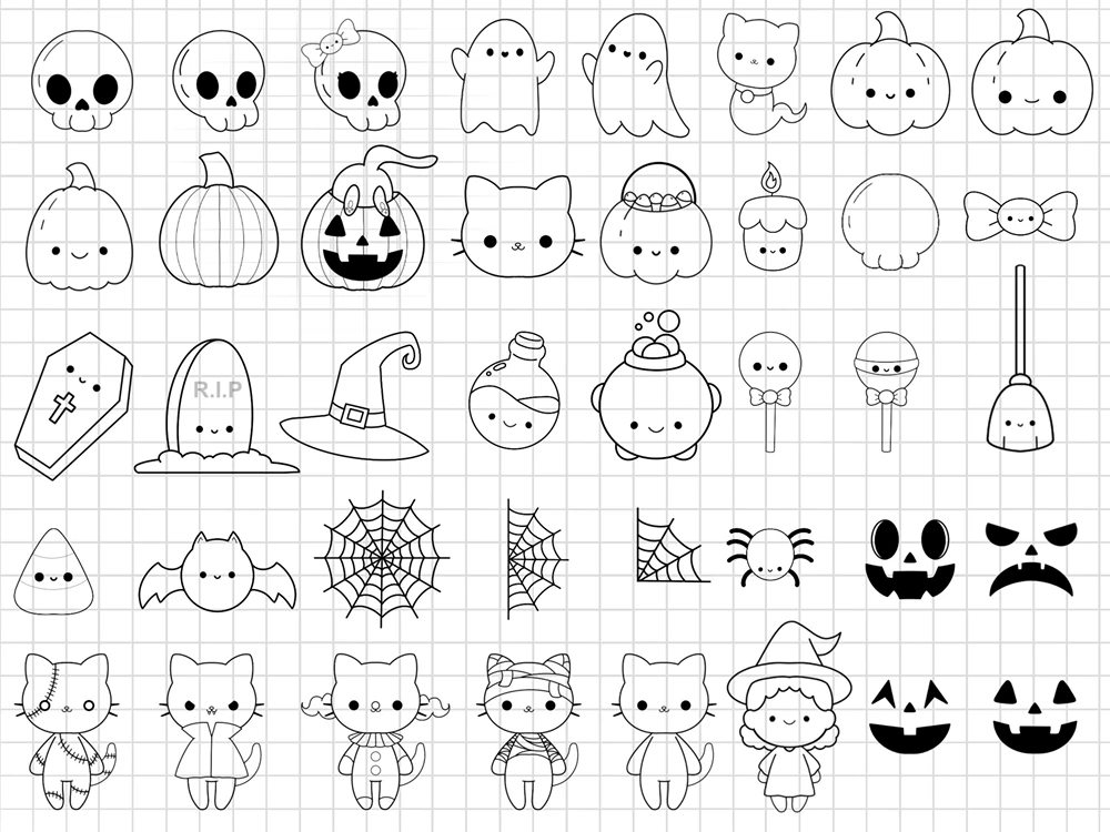 Playful Halloween Stamps Procreate Brushes (Free) 2 Playful Halloween Stamps Procreate Brushes (Free) - Image 2