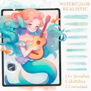 Home 14 Realistic Siren Watercolor Procreate Brushes (Free)