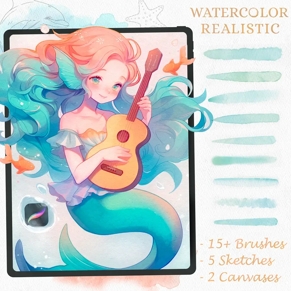 Realistic Siren Watercolor Procreate Brushes (Free) 1 Realistic Siren Watercolor Procreate Brushes (Free)