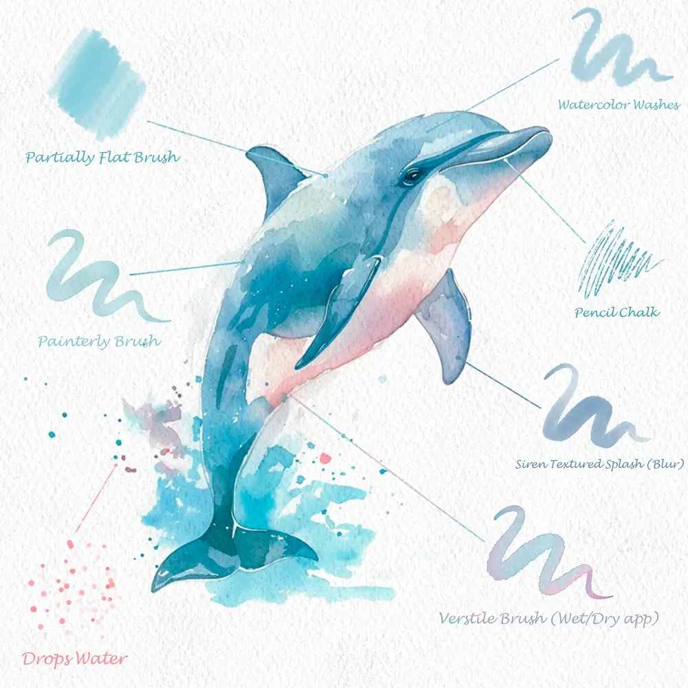 Realistic Siren Watercolor Procreate Brushes (Free) 2 Realistic Siren Watercolor Procreate Brushes (Free) - Image 2