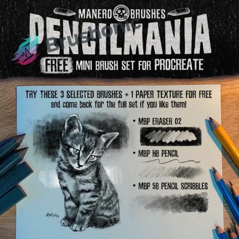 Pencilmania FREE Mini Brush Set for Procreate – High-Quality Graphite Brushes